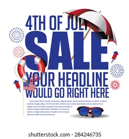 4th of July sale marketing template. EPS 10 vector.