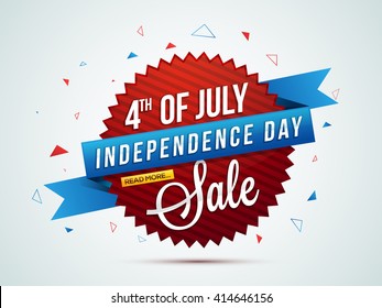 4th of July Sale, Sale Paper Banner, Sale Poster, Sale Flyer, Sale Background, Creative illustration in American Flag Colors for Independence Day celebration.