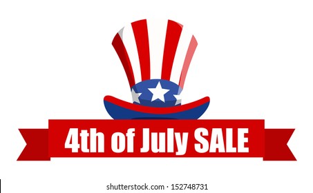 4th of july sale ribbon banner vector