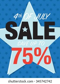 4th of July Sale Sign - Save up to 75% poster