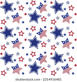 4th of July seamless pattern a celebration for Independence Day. A federal holiday in the United States commemorating the Declaration of Independence. svg