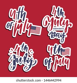 4th of july - set of  lettering card.