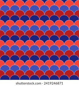 4th of July shade fish scales pattern. fish scales pattern. fish scales seamless pattern. Decorative elements, clothing, paper wrapping, bathroom tiles, wall tiles, backdrop, background.