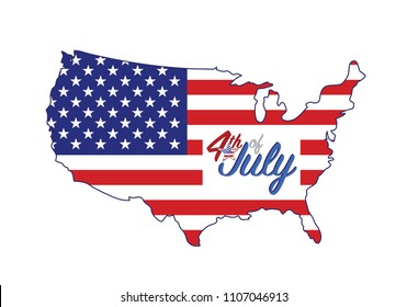 4th of july sign. Vector Illustration. isolated over red wave background