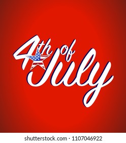 4th of july sign. Vector Illustration. isolated over red wave background