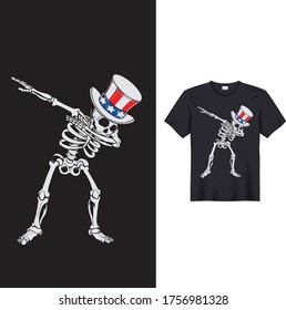 4th of july skeleton dabbing shirt