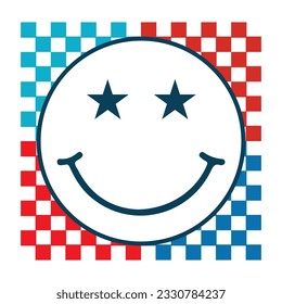 4. Juli Smiley Face, Retro, Smiley Face, USA, Mama, amerikanische Flagge