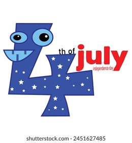 4th of july . smiling 4 .Independence Day .vector  design . USa.