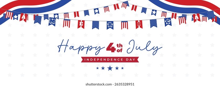 4th of July social media cover banner with USA flag, balloon | United States Independence Day banner | Fourth of July
