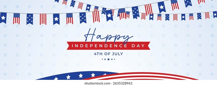 4th of July social media cover banner with USA flag, balloon | United States Independence Day banner | Fourth of July
