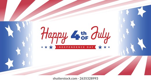4th of July social media cover banner with USA flag, balloon | United States Independence Day banner | Fourth of July