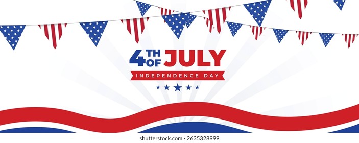 4th of July social media cover banner with USA flag, balloon | United States Independence Day banner | Fourth of July