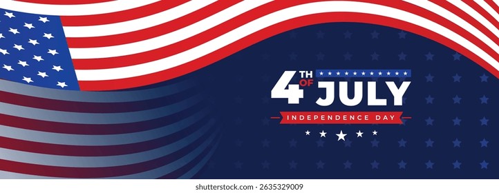 4th of July social media cover banner with USA flag, balloon | United States Independence Day banner | Fourth of July