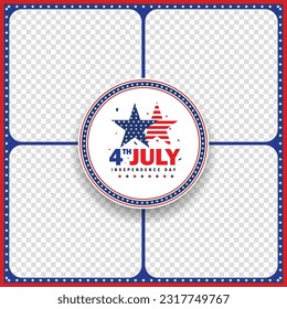 4th of July social media greeting discount sale banner, poster, template, with empty, copy space for text or images. Vector illustration. 
