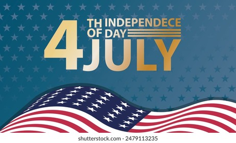 4th of July Social media post Vector illustration, USA flag waving with stars and firecracker.	
