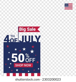 4th of july social media template