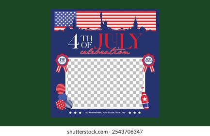 4th of July Socials Media. Vector illustration