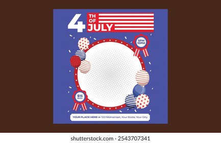 4th of July Socials Media. Vector illustration