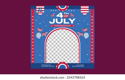 4th of July Socials Media. Vector illustration