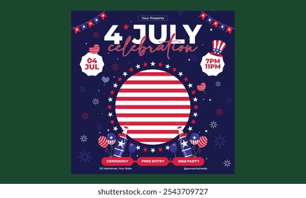 4th of July Socials Media. Vector illustration