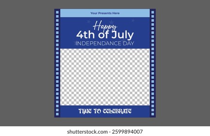 4th of July Socials Media. Vector illustration, flyer, banner, social media post, poster, typography, icons,