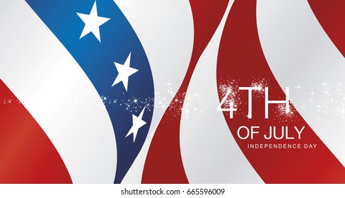 4th July spark firework USA ribbon landscape vector