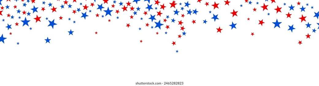 4th of July stardust scatter. American Independence Day stars background. Red blue stars confetti in USA flag colors for Independence Day. Vector EPS10