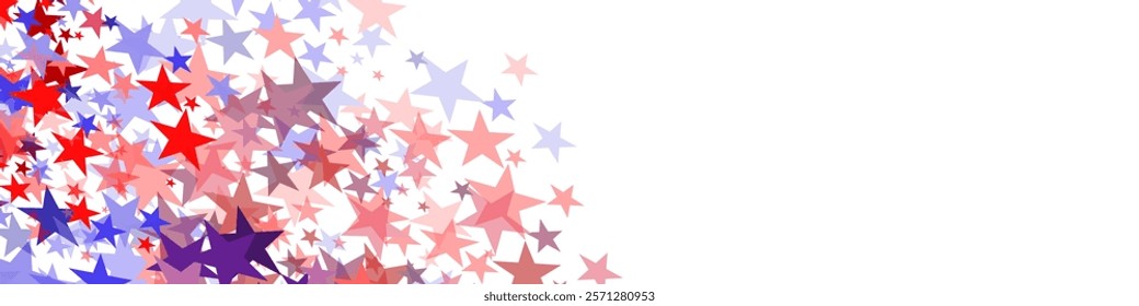 4th of July stardust scatter. American Independence Day stars background. Red blue stars confetti in USA flag colors for Independence Day. Vector EPS10