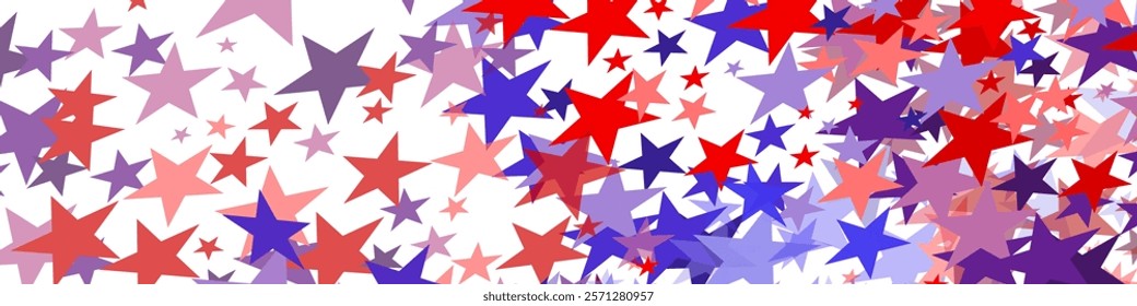 4th of July stardust scatter. American Independence Day stars background. Red blue stars confetti in USA flag colors for Independence Day. Vector EPS10