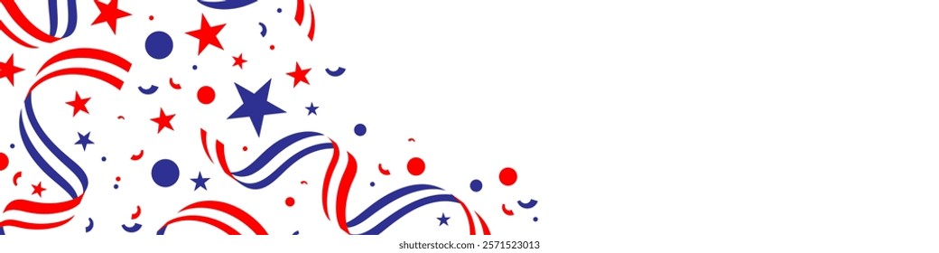 4th of July stardust scatter. American Independence Day stars background. Red blue stars confetti in USA flag colors for Independence Day. Vector EPS10