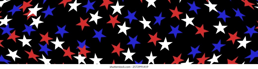 4th of July stardust scatter. American Independence Day stars background. Red blue stars confetti in USA flag colors for Independence Day. Vector EPS10