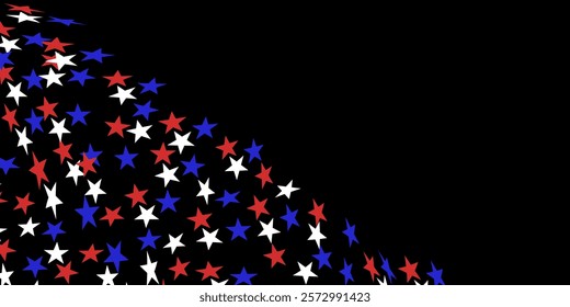 4th of July stardust scatter. American Independence Day stars background. Red blue stars confetti in USA flag colors for Independence Day. Vector EPS10