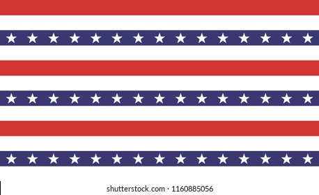 4th of July Stars Abstract Seamless Pattern, colored as USA Flag. Vector Illustration of Stars Background for Celebration Holiday American President Day, memorial day