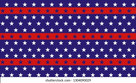 4th of July Stars Grunge Abstract Seamless Pattern, colored as USA Flag. Vector Illustration of Stars Grunge Background for Celebration Holiday American President Day, memorial day