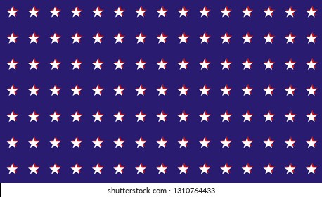 4th of July Stars Grunge Abstract Seamless Pattern, colored as USA Flag. Vector Illustration of Stars Grunge Background for Celebration Holiday American President Day, memorial day