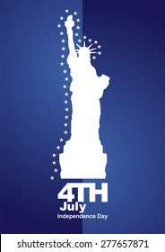 4th July stars Statue of Liberty blue background