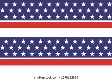 4th of July Stars and Stripes Seamless Pattern, colored as USA Flag. Vector Illustration of Stars Grunge Background for Celebration Holiday American President Day, Memorial Day