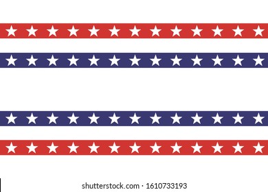 4th of July Stars and Stripes Seamless Pattern, colored as USA Flag. Vector Illustration of Stars Grunge Background for Celebration Holiday American President Day, Memorial Day