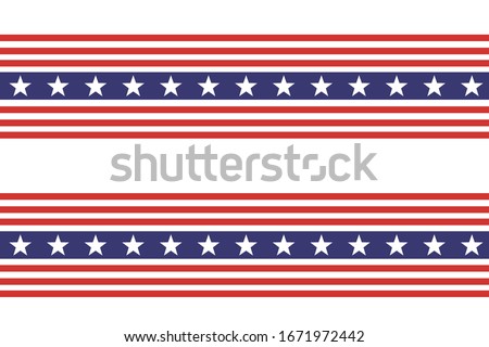 4th of July Stars and Stripes Seamless Pattern, colored as USA Flag. Vector Illustration of Stars America Background for Celebration Holiday American President Day, memorial day