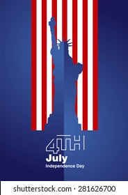 4th July Statue of Liberty blue background