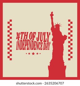 4th of July Statue of Liberty. Vintage American Independence Day Poster
