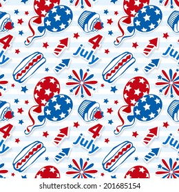 4th july stickers seamless background