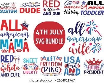 4th july svg bundle SVG Bundle.4th july svg bundle  T-shirt Design SVG Bundle.