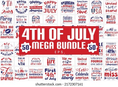 4th of July SVG Mega Bundle, T-shirt design, United States Independence Day Bundle SVG eps. Files for Cutting Machines Cameo Cricut svg