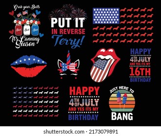 4th of July SVG T shirt Design Bundle. funny cut files, funny eps files, USA independence day Design svg