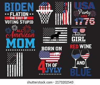 4. Juli SVG T Shirt Design Paket. Biden flation die Kosten der Abstimmung dumm, 4. Juli Basket Ball, All American Mama.