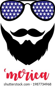 4th of July SVG Usa Beard cut file Patriotic Bearded Man With Sunglasses. Independence Day Svg memorial sunglasses svg svg