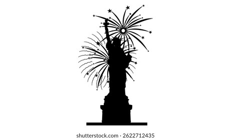 4th of July symbol,black isolated silhouette