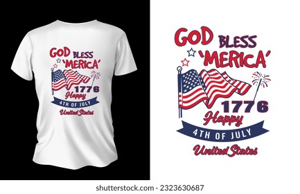 4th of July T shirt Design, July 4th SVG, Fourth of July svg, America svg, USA Flag svg, Patriotic, Independence Day Shirt, Mug Design