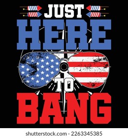 4th July T Shirt Patriotic Shirts Just Here To Bang Fireworks Memorial Day T-Shirt America Unisex